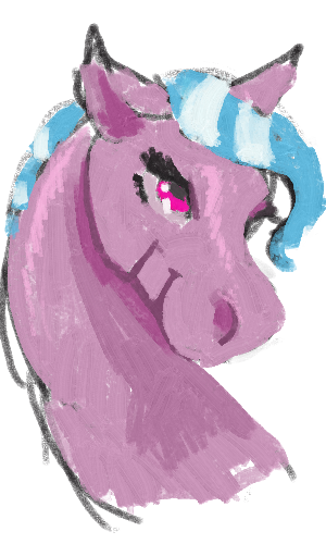A cartoon horse portrait painting smirking at the viewer, a personification of the author